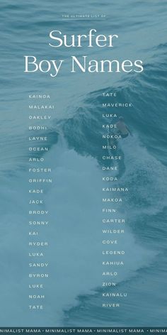 the poster for surfer boy names