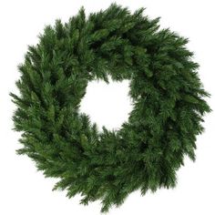 a green wreath is shown on a white background with clippings to the side