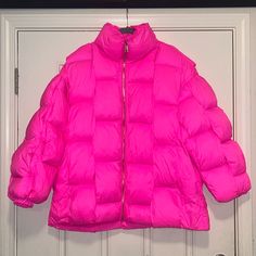 This Item(S) Comes From A Smoke Free Home. Some Are Brand New,Worn Or Slightly Worn. Fashion Enthusiast So I Take Very Great Care Of Our Wardrobes! We Believe That Any Imperfection Including Wear, Stains, Fading And Repairs Add To The Uniqueness Of Each Piece Sold Here. Thank You Shopping. Neon Pink Puffer, Pink Puffer Coat, Fashion Enthusiast, Puffer Coat, Pink Gold, Pink And Gold, Hot Pink, Puffer, Jackets & Coats