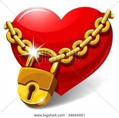 a heart with a lock and chain attached to it