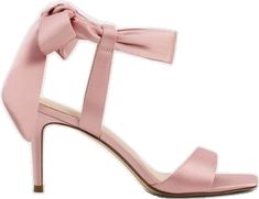 Feminine Pink Sandals With Bow, Pink Feminine Sandals With Bow, Pink Bow Sandals For Evening, Pink Satin Heels For Formal Occasions, Chic Blush Evening Sandals, Chic Blush Sandals For Evening, Pink Heels With Satin Bow For Spring, Blush Open Toe Formal Sandals, Spring Open Toe Sandals With Satin Bow