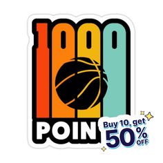 a sticker with the words pon on it and an image of a basketball ball