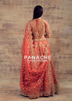 Coral Color Raw Silk Lehenga with Mirror and Gotta Embroidery Lehenga Looks, Raw Silk Lehenga, Latest Bridal Lehenga, Curated Outfit, Indian Wedding Wear, Indian Couture, Stylish Sarees, Silk Lehenga, Indian Wedding Outfits