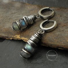 Oxidized Sterling Silver & Labradorite Earrings - Etsy Do It Yourself Decoration, Silver Labrador, Oxidized Silver Earrings, Labradorite Bracelet, Labradorite Earrings, Amber Earrings, Earrings Inspiration, Oxidized Silver, Delicate Necklace