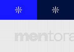 the logo for menora is shown in three different colors, including blue and white