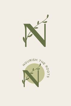 the logo for nourish the roots, which has been designed to look like an n