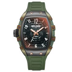 Case Diameter: 42.5 mmx49.6 mm Glass Feature: Mineral Photochromic Style: Sports Watches Case Color: Green Strap: Silicone Color: Green Water Resistance: 3 ATM Green Cases, Rugged Style, Green Water, Sports Watch, Vibrant Green, Wristwatch Men, Sport Watches, Watch Case, Accessories Watches