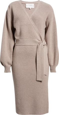 Charles Henry Long Sleeve Faux Wrap Sweater Dress | Nordstrom Flattering Fall Dresses, Best Sweater Dress, Sweater Dress Family Photos, Fall Work Dresses For Women, Long Dress With Boots Winter, Fitted Faux Wrap Dresses For Fall, Fall Date Night Midi Wrap Dress, Fall Midi Length Wrap Dress For Daywear, Fall Midi Wrap Dress For Daywear