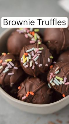 chocolate truffles with sprinkles in a bowl