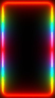 an image of a neon frame in the shape of a rectangle on a black background