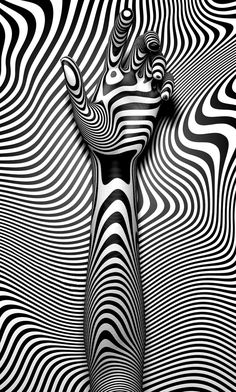 an abstract black and white image with wavy lines in the background, resembling a zebra's head