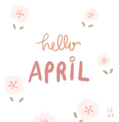 the word hello is written in pink and orange ink on a white background with flowers