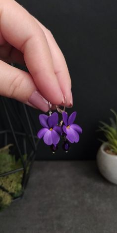 Violet drop earrings, Flower jewelry, Unique earrings Silver, Polymer clay jewelry, Deep Purple, Crystal earring, Woodland, Natural jewelry Length of earrings 1.7 inches \ 4.3 cm Width  0.66 inches \ 1.7 cm I don*t use molds. All details are handmade by me with love. Please note that real colors may slightly differ from those in the picture due to your monitor settings. Thank you for your visit ) Natural Jewelry, Earrings Flower, Violet Flower, Purple Crystal, Flower Jewelry, Jewelry Unique, Nature Jewelry, Burgundy Color, Flower Jewellery