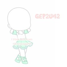 a drawing of a girl with green shoes and the words gepsu2 on it