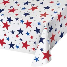 red, white and blue stars tablecloth