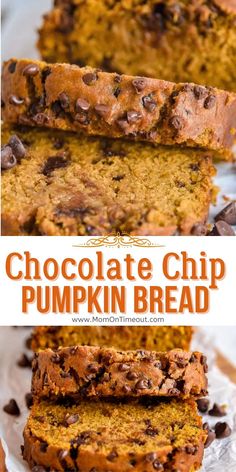 Homemade Pumpkin Bread is perfect for the holidays! Extra delicious, supremely moist, and bursting with fall flavors! This pumpkin bread recipe is SO easy to make and a guaranteed hit with friends and family this holiday season. No mixer needed! This easy pumpkin chocolate chip bread recipe is sure to become a new family favorite. // Mom On Timeout #pumpkinbread #pumpkin #bread #chocolate #fall #thanksgiving #baking #recipes Office Treats, Bread With Chocolate, Pumpkin Spice Bread, Dessert Breads, Spice Bread, Fall Baking Recipes