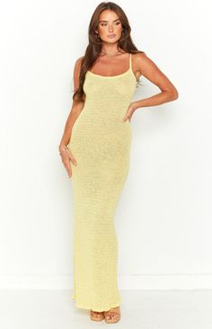 Yellow Midi Dress Look like a breathe of fresh air this Summer in this gorgeous yellow sheer midi dress! The perfect beach cover up after a long day soaking up the sun. Add sandals and sunglasses to complete the look. Beachy Sundress For Spring Beach Cover-up, Fitted Sundress For Summer Beach Cover-up, Summer Sundress Cover-up For Day Out, Breezy Fitted Sundress For Beach, Beachy Fitted Maxi Dress For Summer, Yellow Sundress For Summer Beach Cover-up, Fitted Maxi Dress For Summer Beach Cover-up, Yellow Sleeveless Beach Cover-up Dress, Spring Beachy Maxi Dress For Poolside