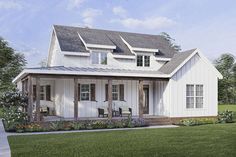 this is an artist's rendering of the farmhouse style house plans for small homes