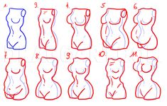 how to draw a woman's body with different angles and positions for each side