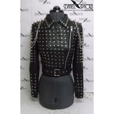 Studded leather jacket classic short - Inspire Uplift Fitted Leather Jacket With Spikes For Fall, Biker Leather Jacket With Rivets For Party, Party Biker Leather Jacket With Rivets, Biker Leather Jacket With Studs For Party, Party Biker Leather Jacket With Studs, Fitted Biker Jacket With Rivets For Party, Fitted Leather Jacket With Studs For Party, Gothic Leather Jacket With Rivets For Party, Gothic Biker Jacket With Rivets For Party