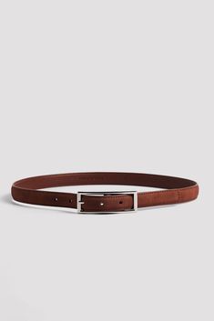 Slim Buckle Belt Brown Formal Brown Belt With Silver Buckle, Casual Brown Belt With Buckle Closure, Luxury Brown Belt With Rectangular Buckle, Brown Belt Silver Buckle, Luxury Brown Belt With Buckle Closure, Dark Brown, Belt Buckles, Buckle, Blazer