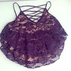 Bnwt Express Lined Lace Top. Pretty Plum Purple Colors With Nude Lining. This Is Pretty Like Overall Depending On Hight It Could Be Somewhat Cropped, The Sides Sit Higher Than The Front And Back. Laying Flat 15’ Jessica Aesthetic, Asymmetrical Crop Top, Silk Cami Top, Cowl Neck Cami, Velvet Cami, Camisole Set, Cropped Camisole, White Peplum, Babydoll Tank