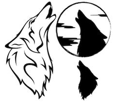 two wolfs looking at each other through a magnifying lens