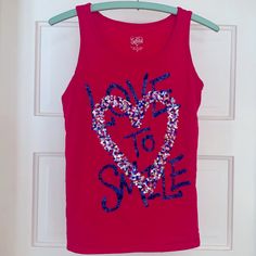 This Tank Is Flawless, Was Only Worn Once, Looks Brand New. Sequin Detail Is Beautiful! Fun Red Top For Playwear, Fun Red Tops For Playwear, Red Sleeveless Playwear Top, Red Sleeveless Top For Playwear, Fun Red Sleeveless Top, Fun Sleeveless Tops For Playwear, Spring List, Justice Clothes, Clothes Haul