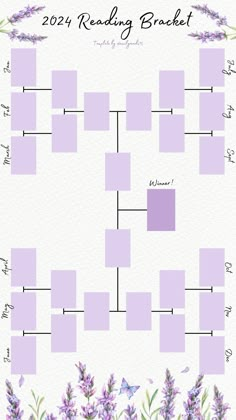 the 2012 reading bracket is shown with lavender flowers