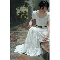 A clear and beautiful white silence, like moonlight reflected on the surface of a lake. A long dress with a loose drape. The design makes your neck look beautiful, and the hem is decorated with lace embroidery. A beautiful muse with an overwhelming presence. 
 
 Item 
 
 Long length (*recommended for people around 165cm tall) 
 Standard length (*recommended for people around 155cm tall) 
 
 
 Size 
 
 Long length 
 
 S size 
 
 Length: 125cm 
 Bust: 78-88cm 
 Waist: 64-74cm 
 Sleeve length: 24cm Elegant Flowy Maxi Dress With Lace Patchwork, Ethereal White Maxi Dress For Wedding, Ethereal White Wedding Maxi Dress, White Feminine Maxi Dress With Lace Patchwork, Flowy White Maxi Dress With Lace Patchwork, Bohemian Long Lace Dress, Ethereal White Lace Dress, Elegant Long Dress With Lace Trim, Ethereal Maxi Dress