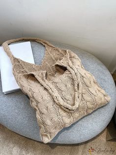 BirdinBag - Sleek Crochet Handbag Everyday Knitted Shoulder Bag, Shopping Tote Baguette Bag With Braided Handles, Chic Knitted Shoulder Bag, Trendy Knitted Beach Bag, Trendy Knitted Tote Shoulder Bag, Casual Beige Rectangular Crochet Bag, Daily Use Knitted Rectangular Shoulder Bag, Knitted Rectangular Shoulder Bag For Daily Use, Chic Everyday Knitted Bag