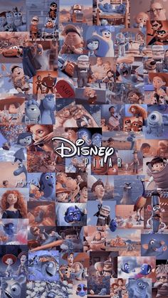 an image of disney pixama collage with many different pictures and characters in it