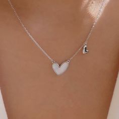 Nwt Adorable Silver White Heart Pendant Fashion Necklace With Tiny Heart Detail. Which I Personally Think Puts It Into The Must Have Category. Very Simple And Elegant. Great Gift Idea. Everyday White Heart Charm Necklaces, Everyday White Heart Charm Necklace, Minimalist White Necklace For Valentine's Day, Dainty White Heart-shaped Necklace, Everyday White Charm Necklace With Heart Pendant, Everyday White Heart Pendant Charm Necklace, Minimalist White Heart Necklace For Everyday, White Personalized Dainty Heart Necklace, Everyday White Necklace For Valentine's Day