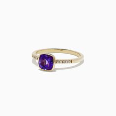 Effy 14K Yellow Gold Amethyst and Diamond Ring, 0.75 TCW Purple Diamond Ring In 14k Gold, Purple Gemstone Diamond Ring In 14k Gold, Yellow Gold Cushion Cut Amethyst Ring, Cushion Cut Yellow Gold Amethyst Ring, 14k Gold Purple Diamond Ring, Fine Jewelry 14k Gold Purple Diamond Ring, Purple 14k Gold Fine Jewelry Rings, Purple Birthstone Ring In 14k Gold, Purple Gemstone Accented 14k Gold Rings