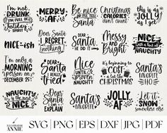 some type of lettering that is in black and white with the words christmas on it