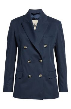 Taking inspiration from classic tailored pieces, this jacket in a close fit made from a stretch blend of linen and cotton is perfect for lightweight layering. 27 1/2" length (size 44it) Notched lapels Front flap pockets; chest welt pocket Lined 52% linen, 46% cotton, 2% elastane Dry clean Made in Italy Designer Clothing Breasted Blazer, Double Breasted Blazer, Flap Pocket, Welt Pocket, Linen Blend, Double Breasted, Designer Clothing, Layering, Dry Clean