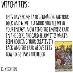 a card with an image of a witch on it and the words witch tips written below