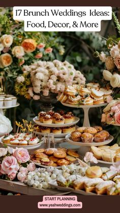 a table filled with lots of different types of desserts and pastries on it