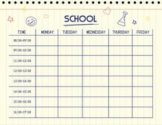 a school timetable is shown on a piece of paper with the words school written in it