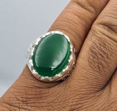 Natural Dark Green Aqeeq Ring, Agate Stone, Real Aqiq Akik Stone Beautiful Handmade Ring Design 925 Sterling Silver Ring Best Quality Agate Stone Used As you can guess by pictures Premium Quality Silver Ring Resizing is free. All ring sizes are available FedEx international shipping priority, We have fast delivery service as you can guess by reviews Please contact if you have any query Note: I've uploaded ring video. Video is recorded in daylight. So you can guess stone and ring quality easily. Green Onyx Rings For Gifts, Green Onyx Rings For Gift, Aqeeq Ring, Men Jewellery, Gifts Men, Ring Video, Carnelian Ring, Zodiac Gifts, Handmade Rings