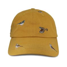 Bird Collective - Sparrows Hat - Mustard - Mobile Stickers, Bird Mobile, Embroidered Hat, Sparrows, Embroidered Hats, Kids Sale, Gift Card Shop, Workout Accessories, Gift Stickers