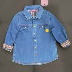 Sergent Major 18 Month Blue Jean Long Sleeve Shirt Boys 18 Months New With Tags Blue Long Sleeve Shirt For Playtime, Playful Collared Blue Tops, Cotton Button-up Tops For Playtime, Playful Blue Collared Top, Blue Tops With Buttons For Playtime, Blue Shirt With Buttons For Playtime, Blue Shirt For Playtime, Casual Button-up Tops For Playtime, Collared Tops With Buttons For Playtime