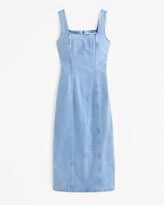 Women's Denim Column Midi Dress | Women's Dresses & Jumpsuits | Abercrombie.com Female Features, Column Skirt, Denim Midi Dress, Wardrobe Update, Strapless Midi Dress, Column Dress, Wishful Thinking, Denim Details, Understated Elegance