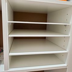 the shelves are empty and ready to be painted