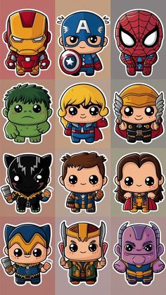 the avengers stickers are all different colors