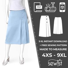 a woman's skirt sewing pattern with measurements