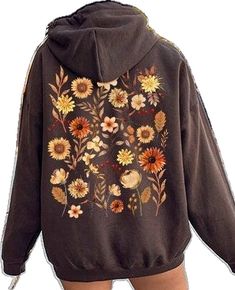 Sunflower Cottagecore, Nature Hoodie, Flower Hoodie, Floral Hoodie, Fall Hoodies, Cottagecore Aesthetic, Flower Lover, Forest Green, Cool Shirts