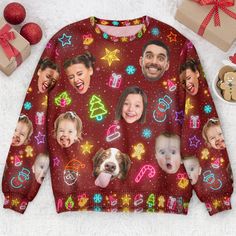 Custom Face Personalized Ugly Sweater, the perfect blend of festive cheer and personalized hilarity for the holiday season! Capture the spirit of merriment with this one-of-a-kind Funny Custom Photo Merry Christmas Ugly Sweater, designed to spread joy and laughter. Custom your faces or pet's faces, to make your Xmas gift unforgettable with this Personalized Ugly Sweater! Whether you're gifting it to your boyfriend, girlfriend, husband, wife, family members, friends, boss, or co-workers, this swe Light Up Christmas Sweater, Face Funny, Christmas Ugly Sweater, Urban Sophistication, Chic Sweater, Funny Christmas Gifts, Sweater Collection, Muted Tones, Christmas Gifts For Friends