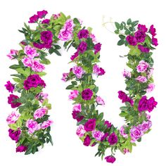 PRICES MAY VARY. 【New Dual Color Flower Vines】: A flower vine consisting of fuchsia and pink roses, Vibrantly colored Rose Bring stark freshness to your home or outdoor party décor. 【Size and Package】: Package include 3 PCS artificial flower garland, Each garland holds about 126 leaves and 13 rose flowers, Each floral garland length is about 7.9FT/240CM, flower head diameter is about 3IN/7CM. 【Material】: Kisflower artificial flower vines are made of soft silk and stems of plastic, looks lifelike Roses Decor, Artificial Flowers Decor, Purple Calla Lilies, Artificial Eucalyptus Garland, Silk Flower Bouquets, Rose Garland, Rose Vines, Artificial Peonies, Winter Plants