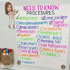 a white board with writing on it that says need to know procedure